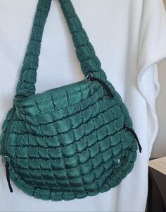 FREEPEOPLE Green Quilted Carryall  Bag